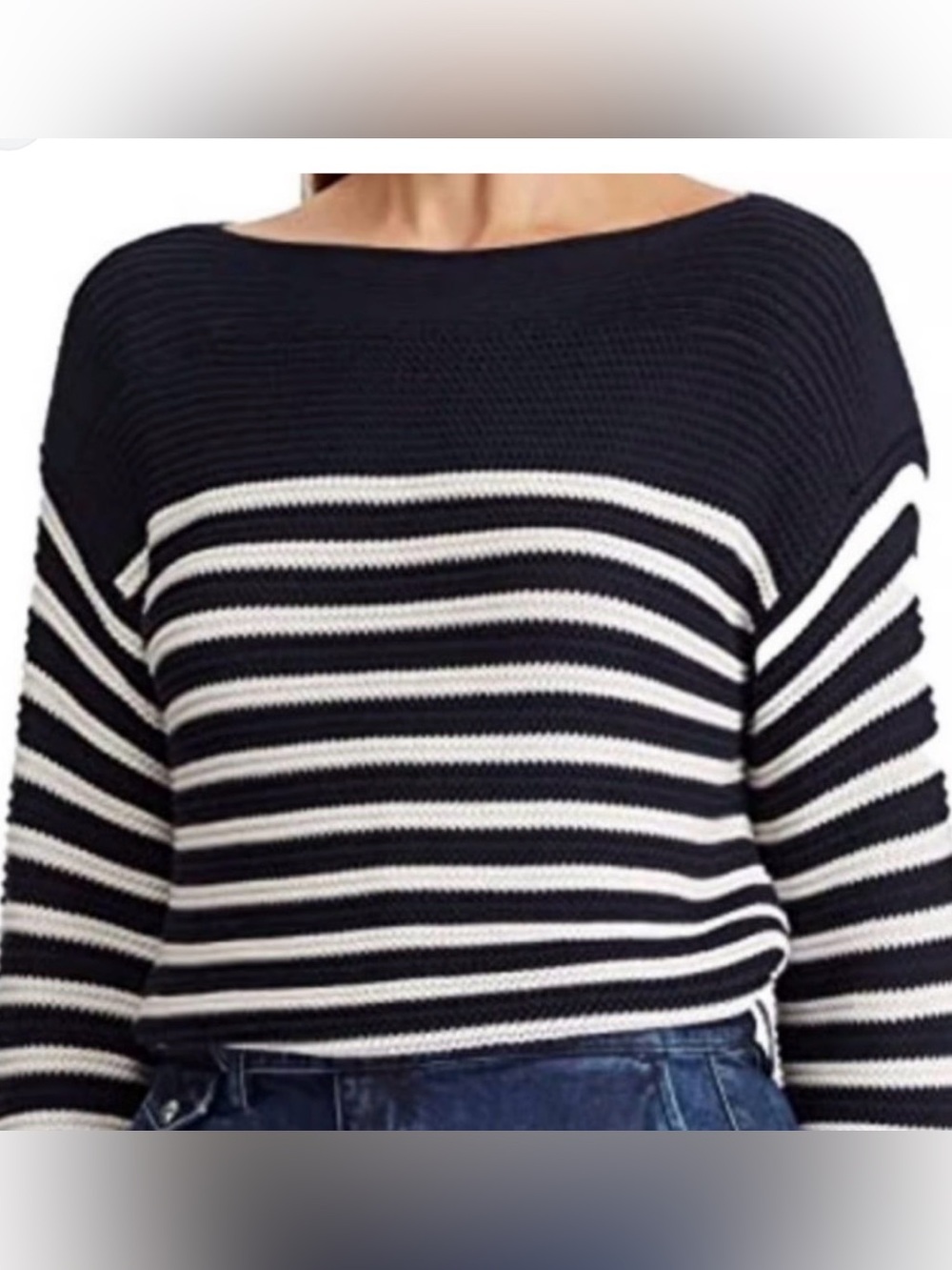 Ralph Laure‎ Boatneck Blue and White Striped Women's Sweater Size XXL